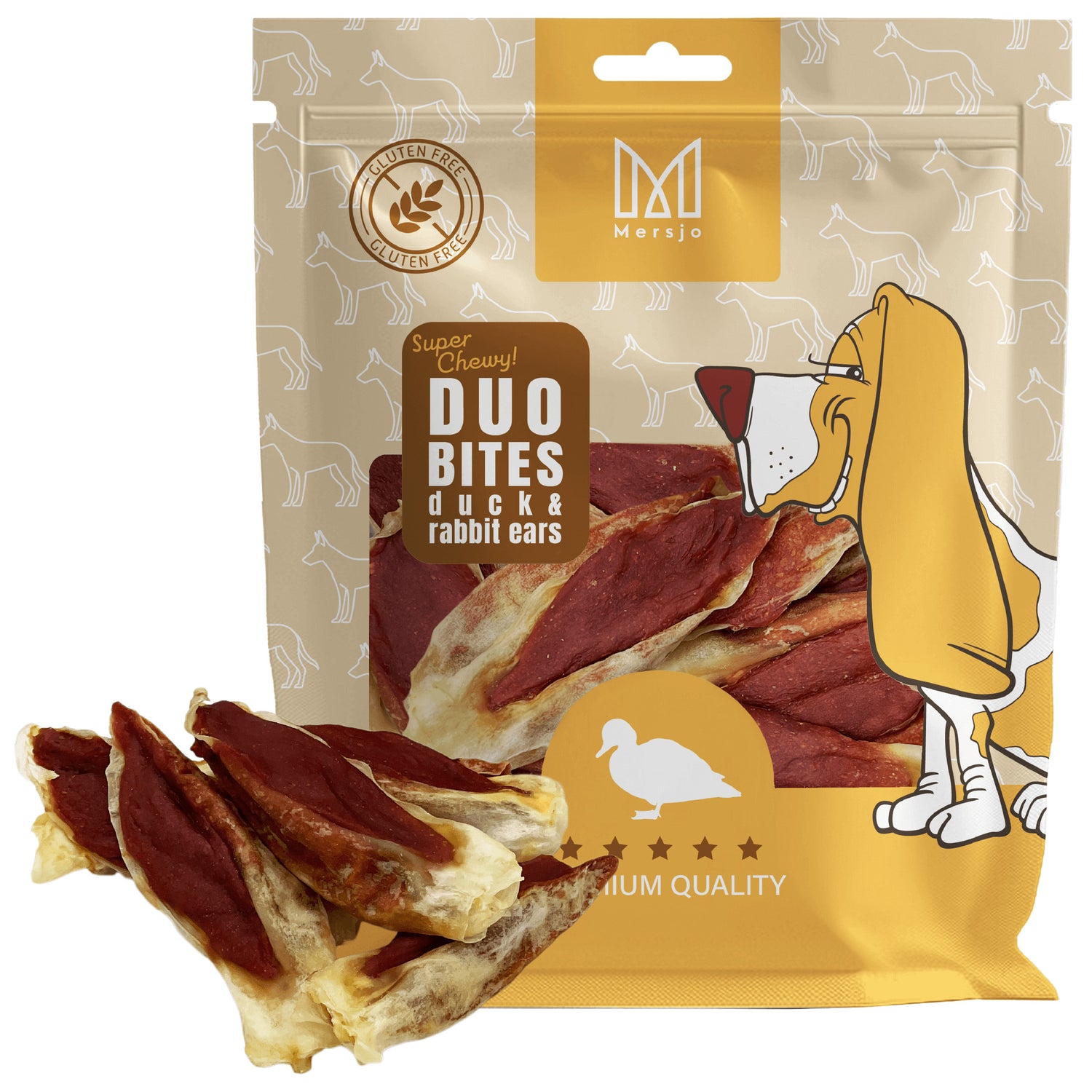 Przysmak dla psa Duo Smaków - Kaczka z Króliczym Uchem Mersjo 300g