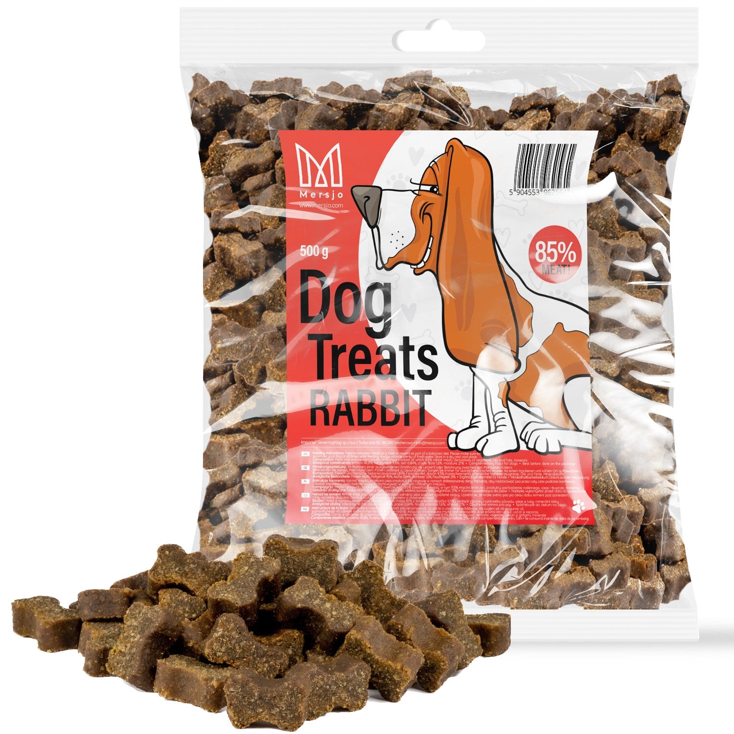 Pamlsek pro psy - Masové tréninkové pamlsky Mersjo králík 85 % masa 500g
