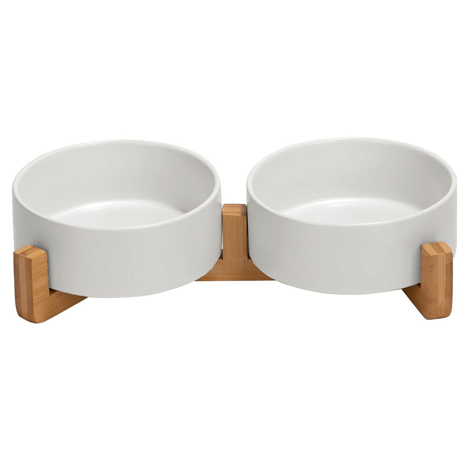 GERDA double ceramic wooden bowl white 2x400ml