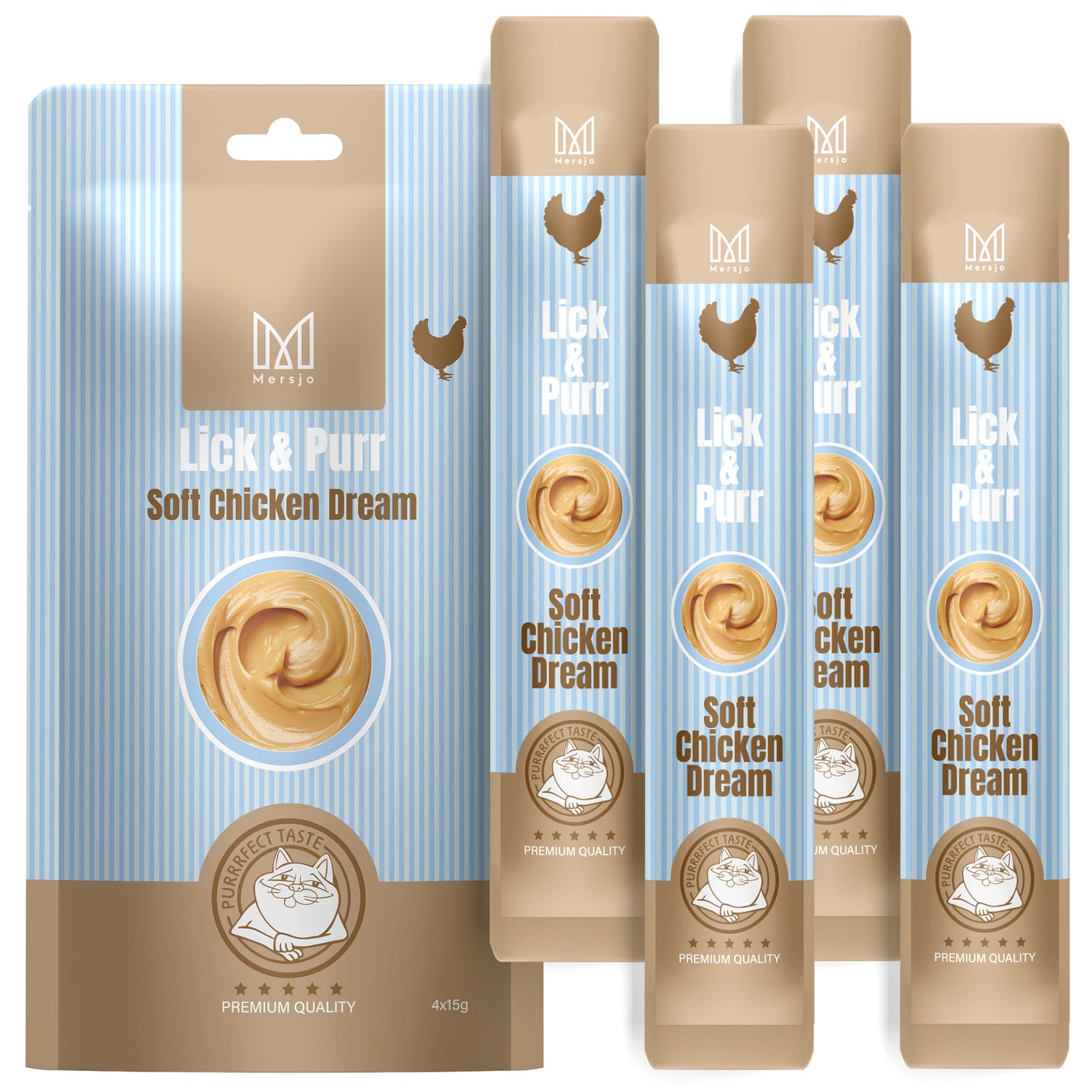 Pamlsek pro kočky - Lick & Purr: Soft Chicken Dream Mersjo 60g