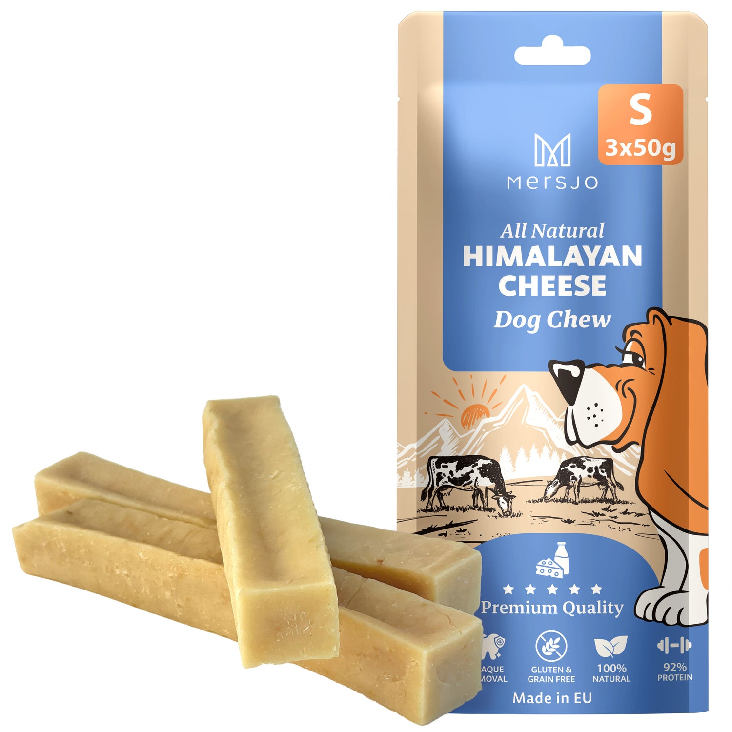 Hundeleckerli - Himalayakäse, natürlicher Kausnack Mersjo 3x50g