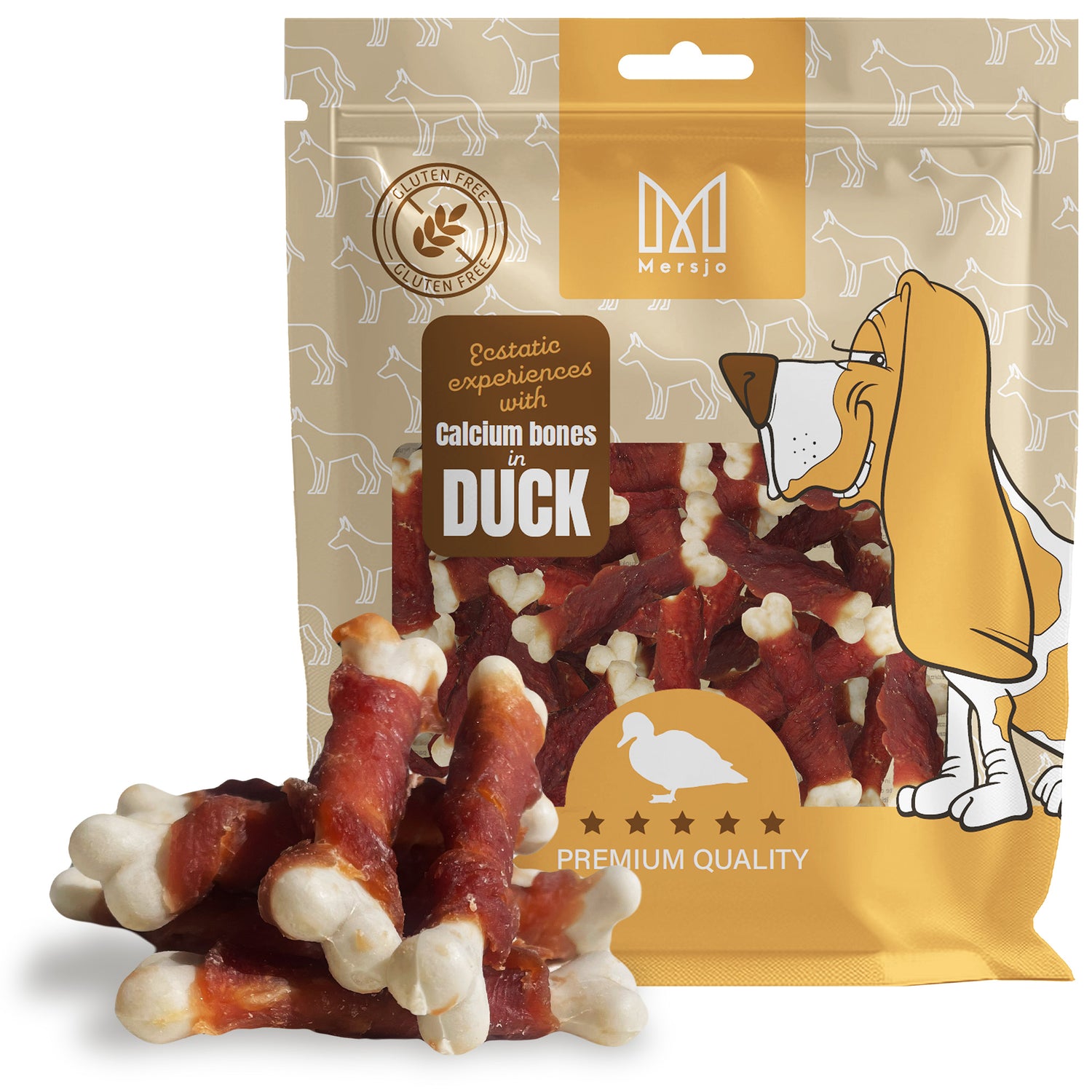Vápníkové kostičky s kachnou, přírodní pamlsek pro psy, bez obilovin, Mersjo, 500g