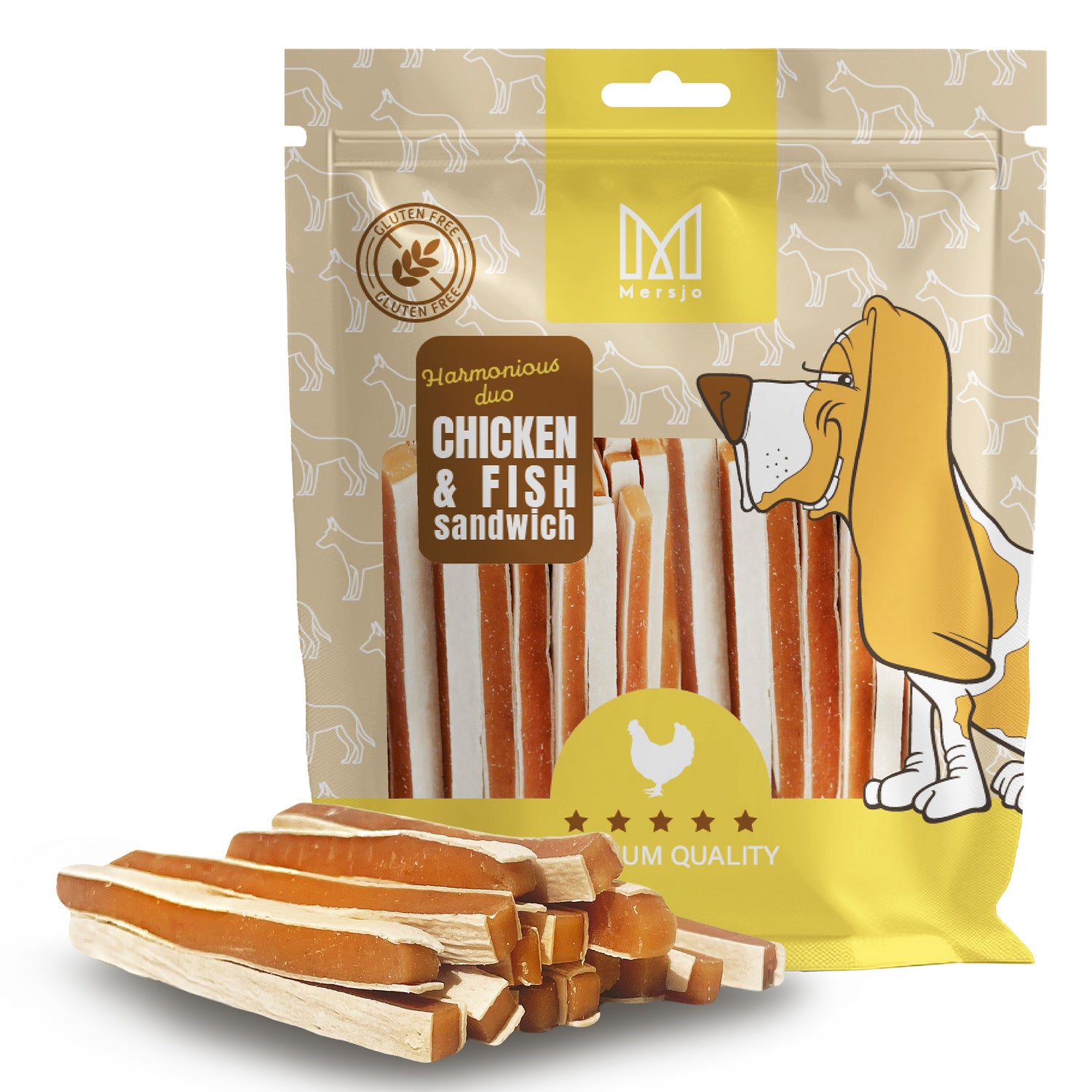Przysmak dla psa - Sandwich z kurczaka i dorsza Mersjo 500g