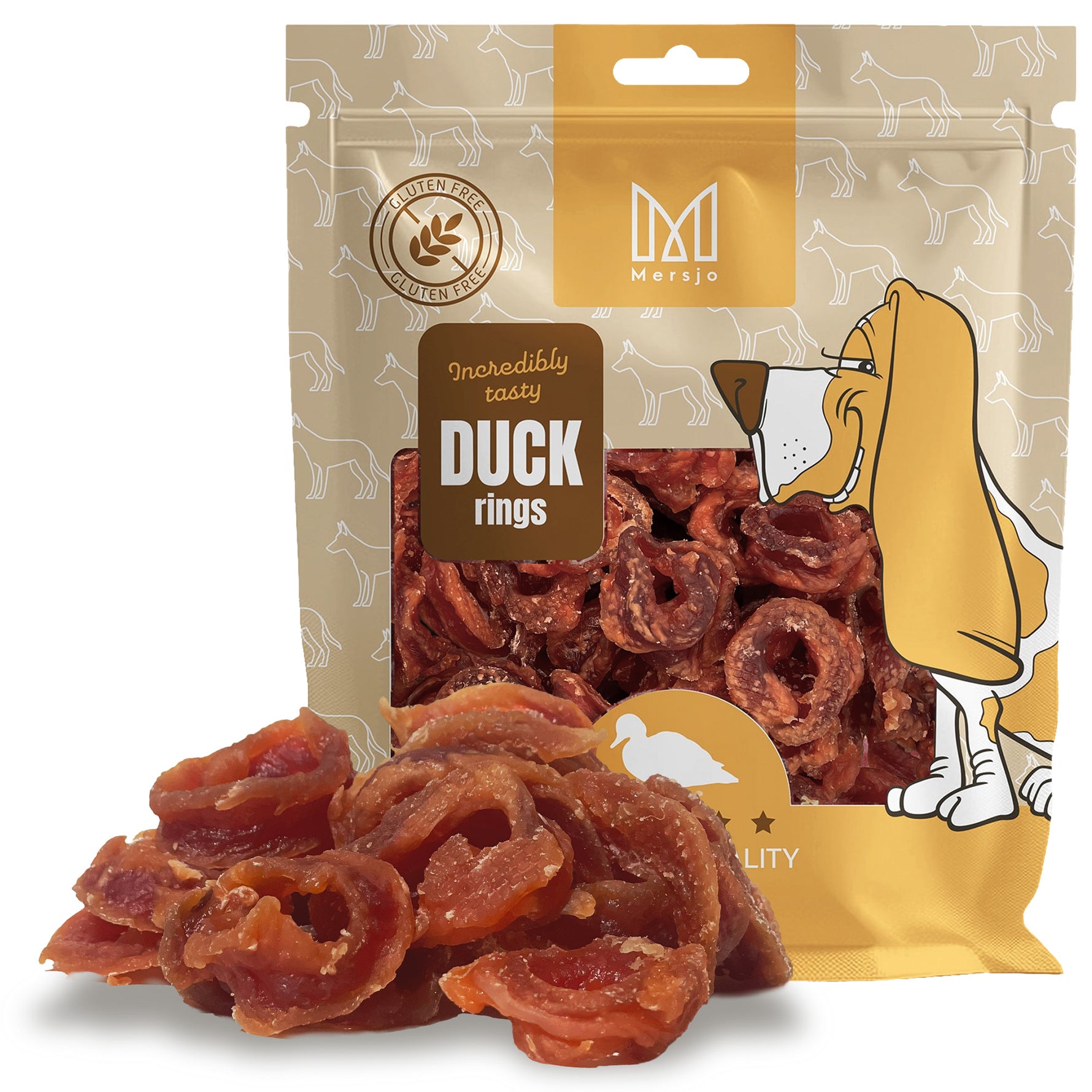 Weiche Entenringe, natürlicher Hundesnack, getreidefrei, Mersjo, 500g