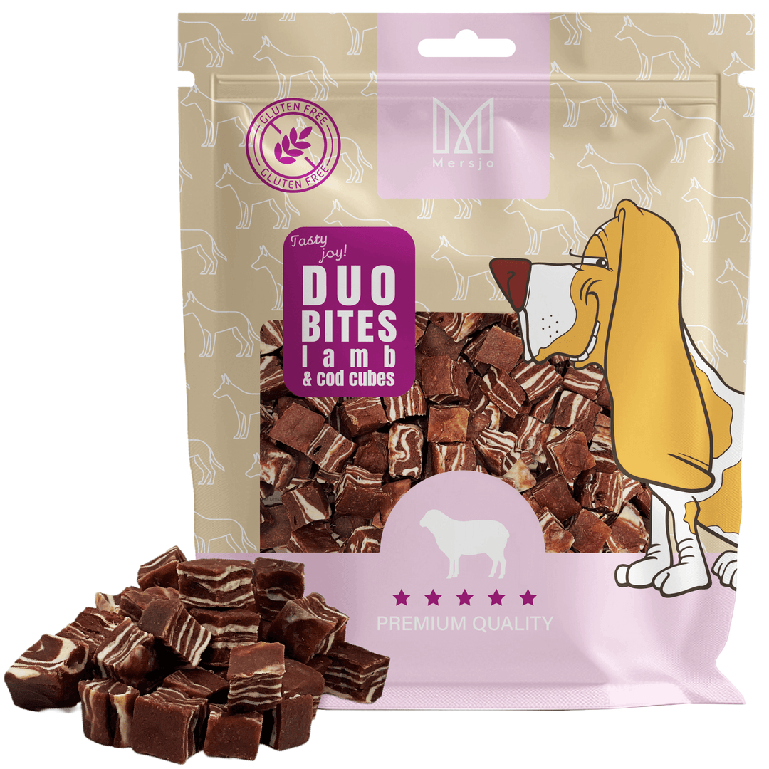 Pamlsek pro psy Duo chutí - jehněčí s treskou Mersjo 300g