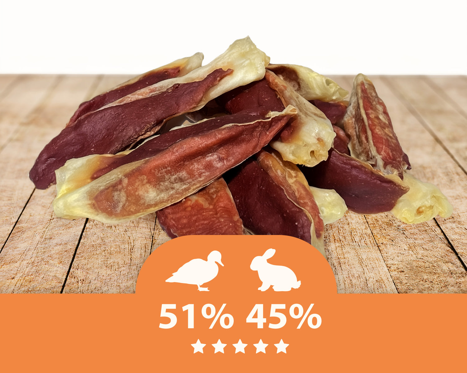 Przysmak dla psa Duo Smaków - Kaczka z Króliczym Uchem Mersjo 300g