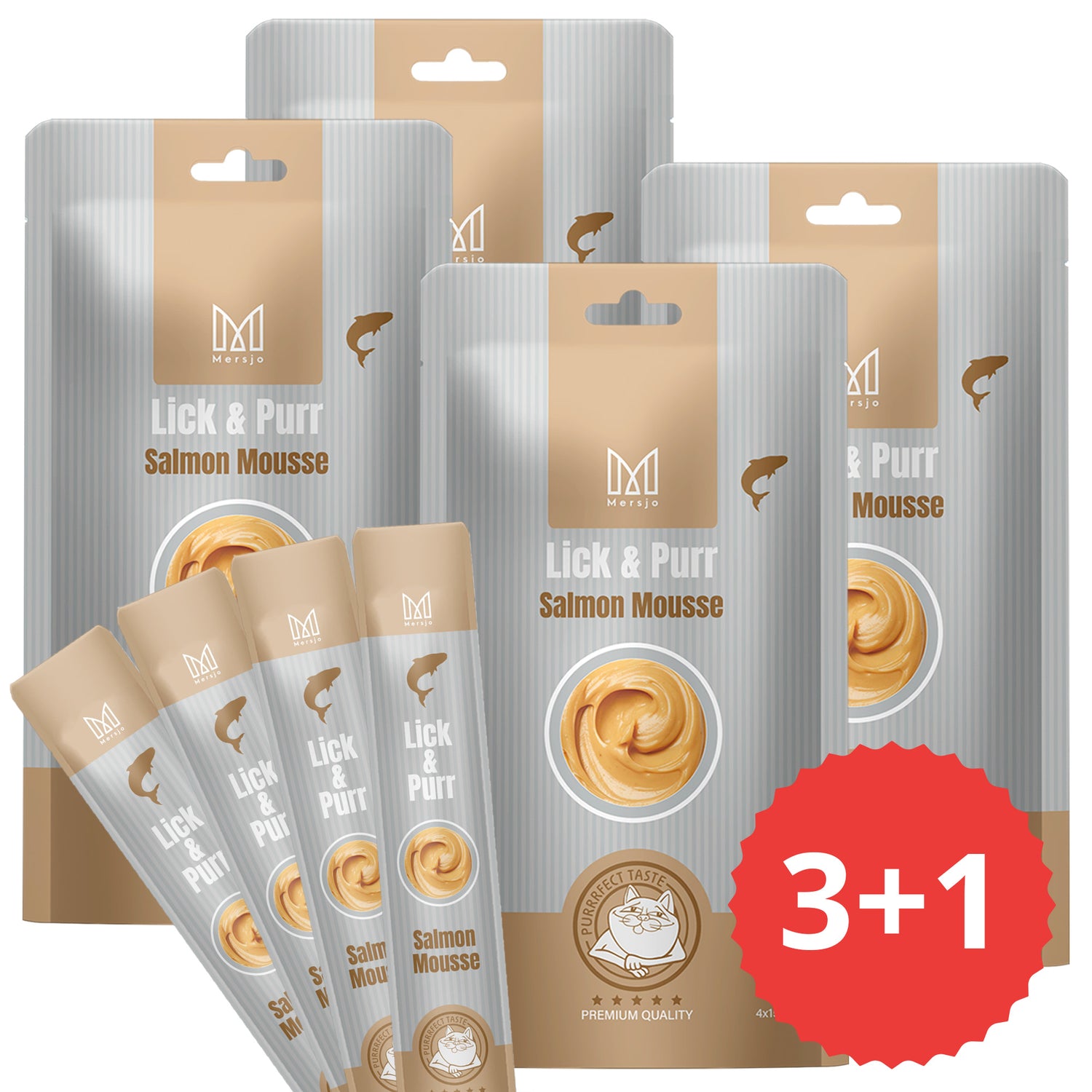 Snack für Katzen - Lick & Purr: Salmon Mousse Mersjo 60g