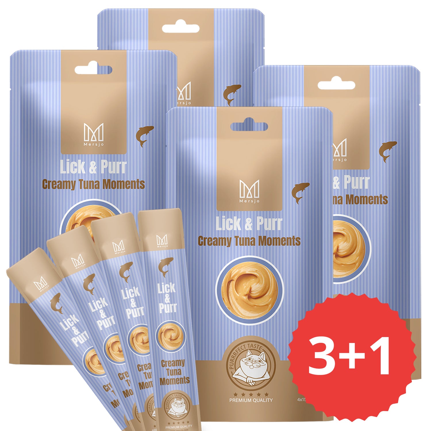Snack für Katzen - Lick & Purr: Creamy Tuna Moments Mersjo 60g