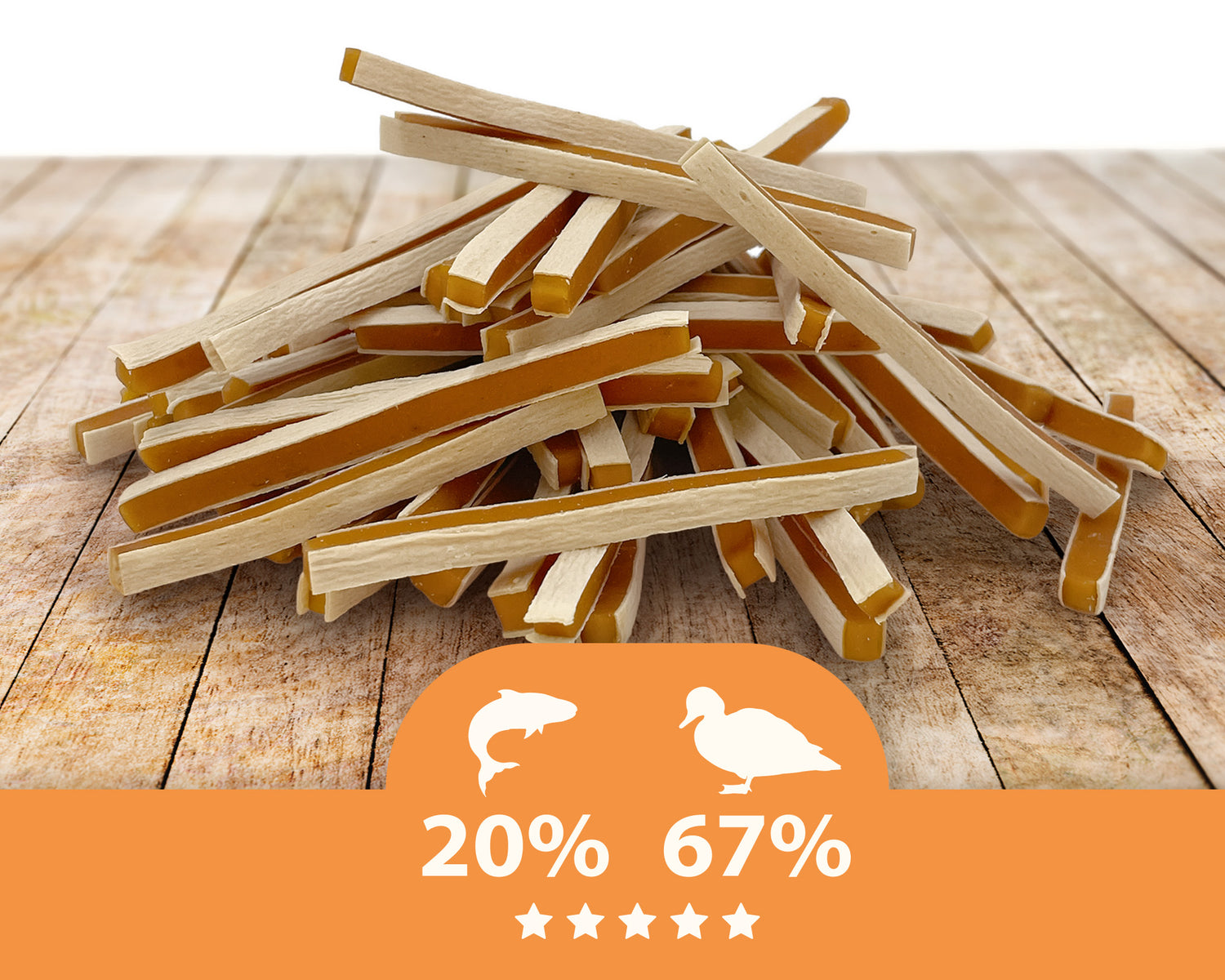 Dog treat - Soft duck strips sandwich Mersjo 500g