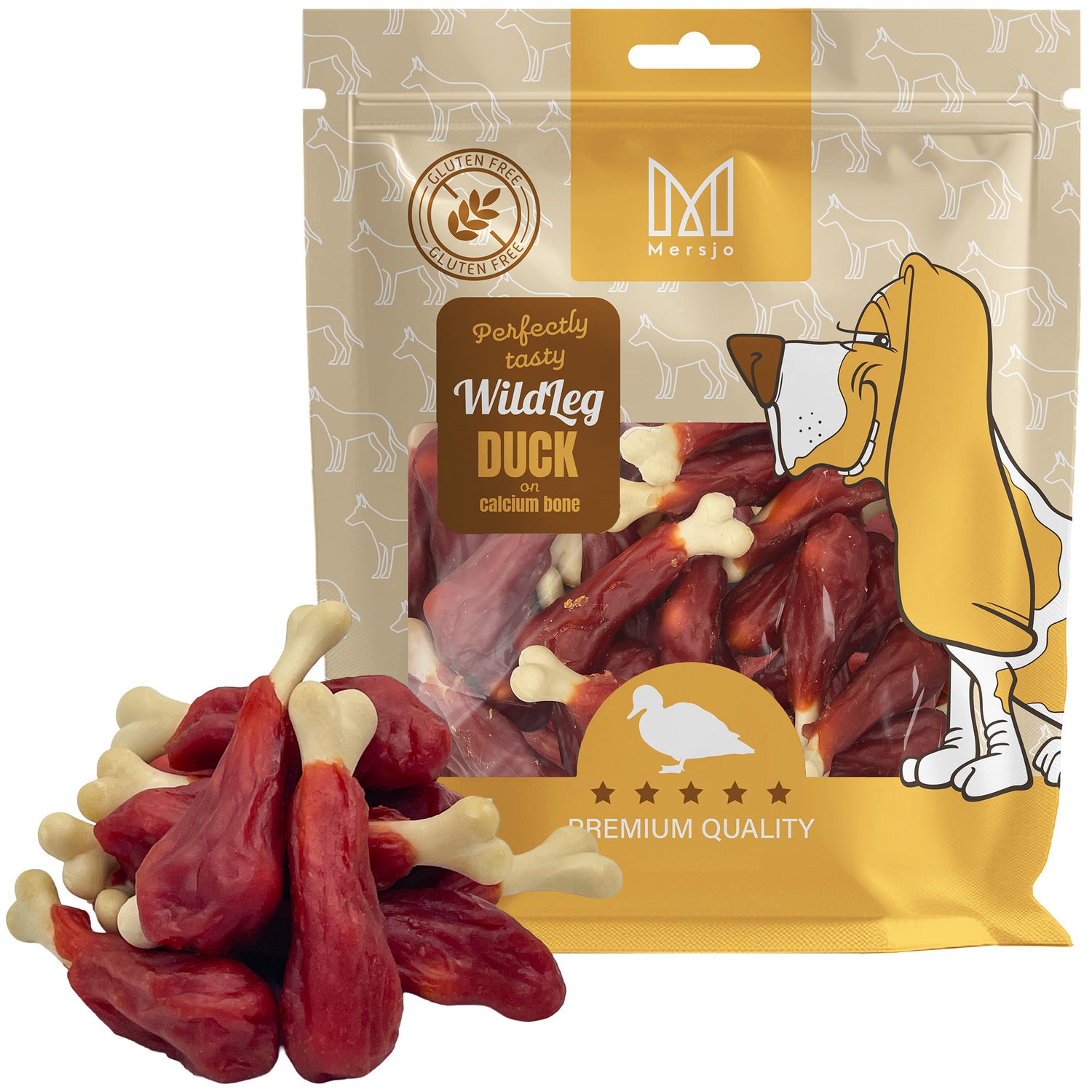Kalzium-Keule mit Ente, natürlicher Hundesnack, Mersjo, WildLeg, 500g