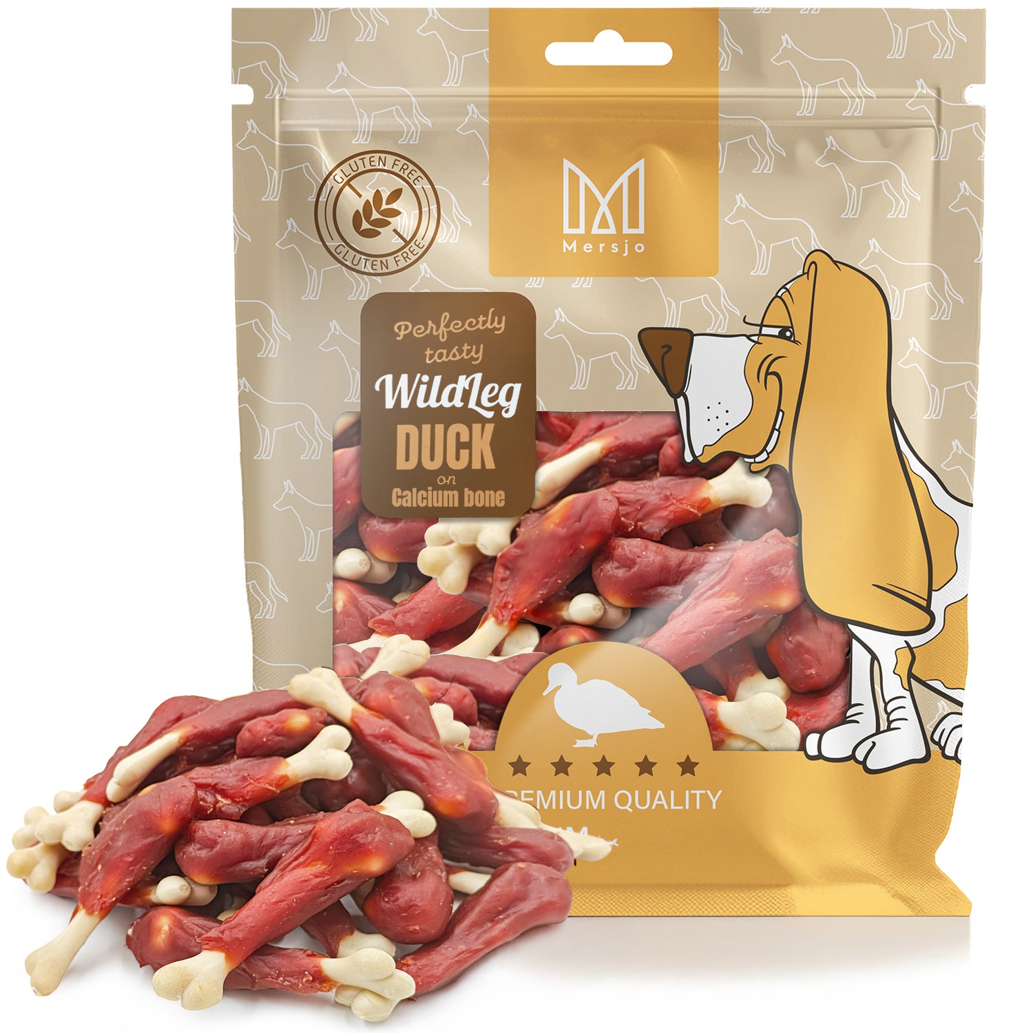 Kalzium-Keule mit Ente, natürlicher Hundesnack, Mersjo, WildLeg, 500g