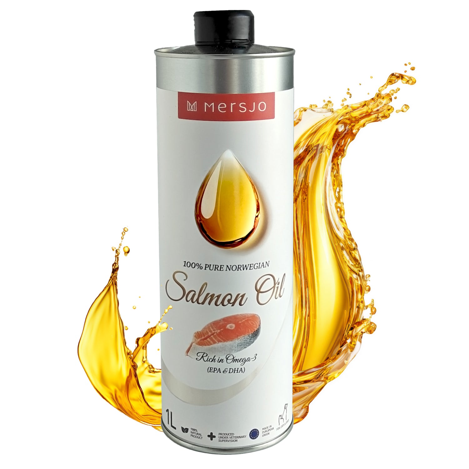 Lososový olej pro psy a kočky v hliníkové láhvi MERSJO 1000ml