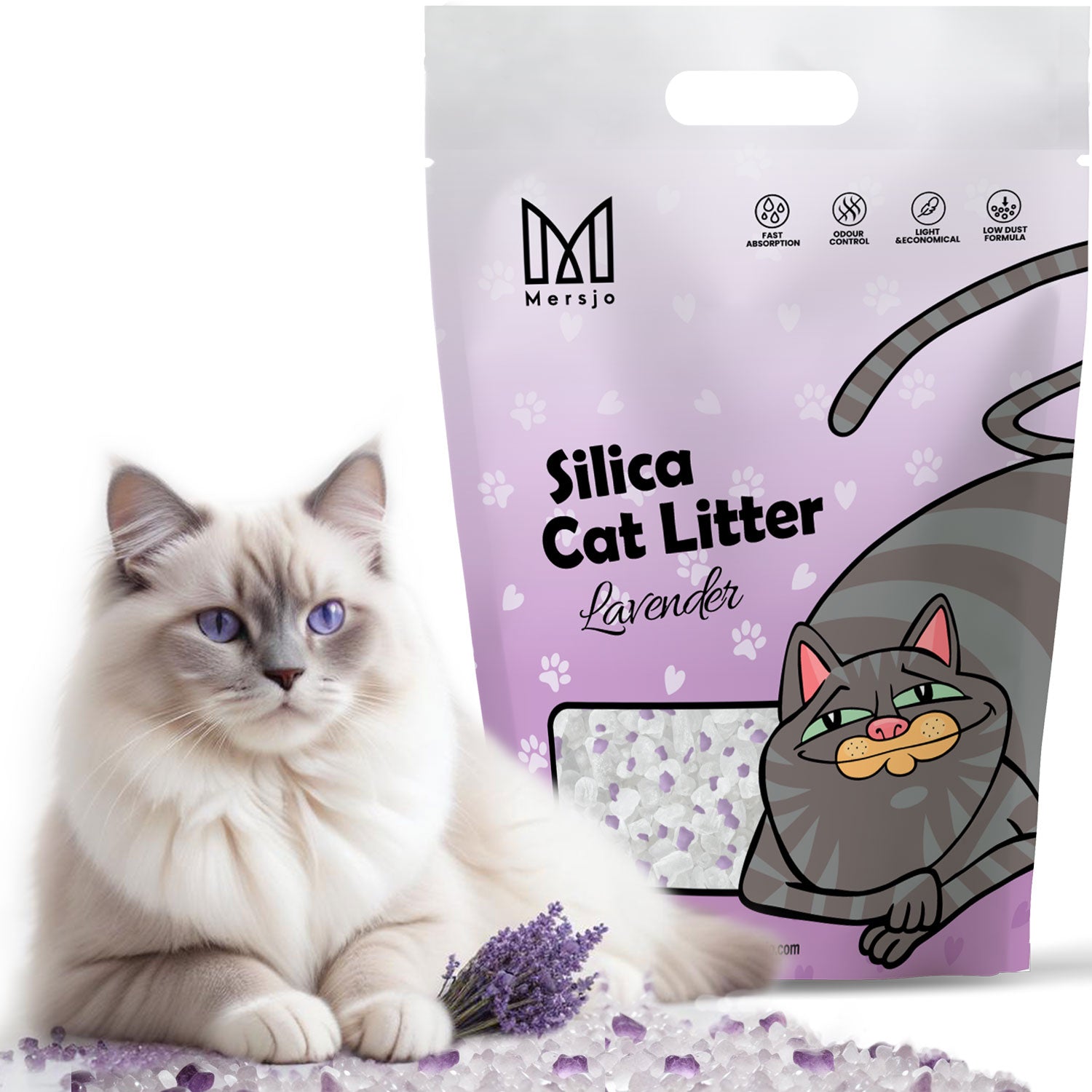 Silikonový kočkolit levandulový Mersjo Lavender 3,8L
