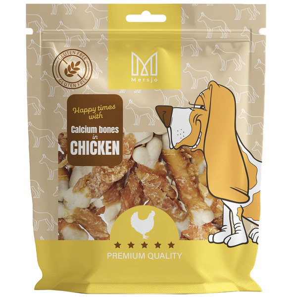 Dog treat - Calcium bones with chicken, natural dog treat, grain-free Mersjo 500g