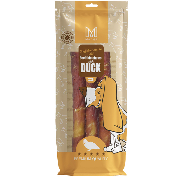 Rawhide chew XXL 25cm with duck breast, dog treat, Mersjo, 240g