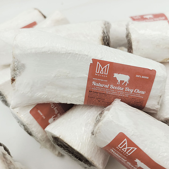 Natural dog chew with beef bone and meat, treat, delicacy, Mersjo