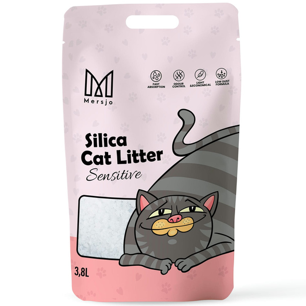 Silikon-Katzenstreu für die Katzentoilette, staubfrei, nicht zusammenbackend, geruchlos Premium Mersjo Sensitive 8x3,8L