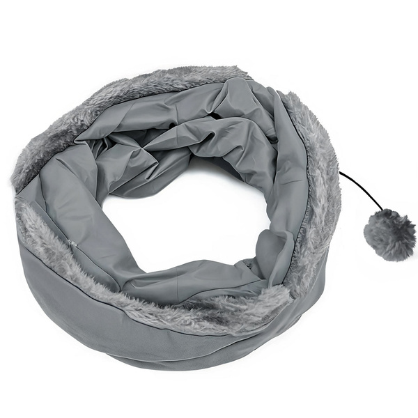 Cat tunnel, 2-in-1 interactive toy, SUBWAY, 120x25 cm, grey