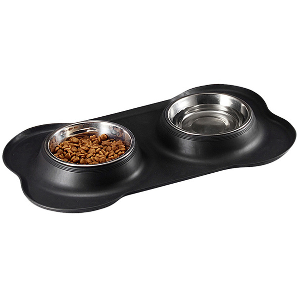 Double dog bowl black ANTI-SKIP