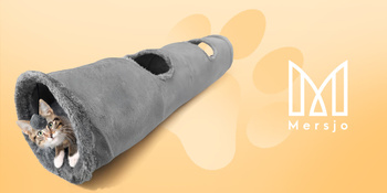 Cat tunnel, 2-in-1 interactive toy, SUBWAY, 120x25 cm, grey