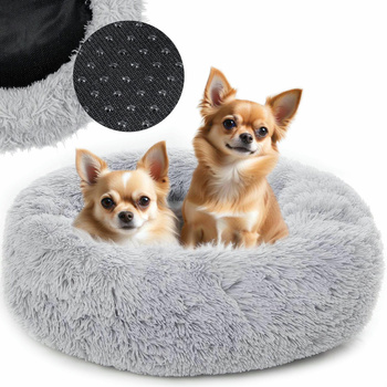 Round plush donut pet bed 60cm grey