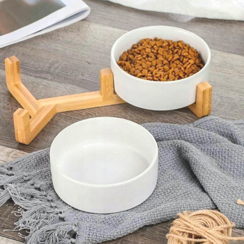 GERDA double ceramic wooden bowl white 2x400ml