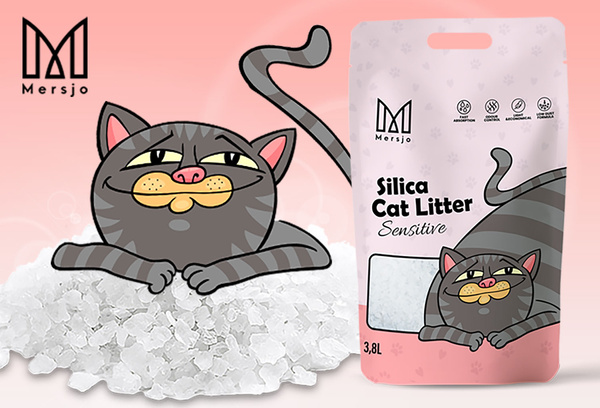 Silikon-Katzenstreu für die Katzentoilette, staubfrei, nicht zusammenbackend, geruchlos Premium Mersjo Sensitive 8x3,8L