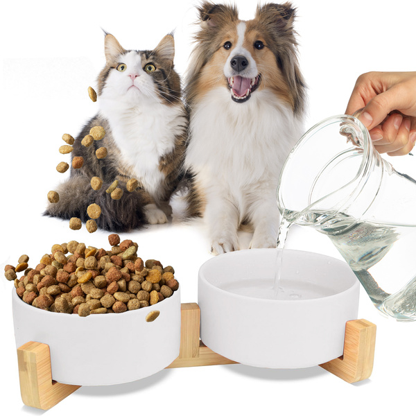 GERDA doppelte Keramik-Holzschale weiß 2x400ml