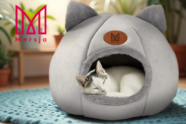 Cat plush house, cave bed with cute ears DAISY