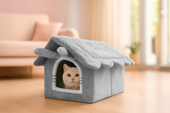 Katzenhaus, Plüsch-Laufstall-Bett, weiche Einstreu, Zwinger Mersjo