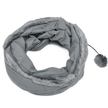 Cat tunnel, 2-in-1 interactive toy, SUBWAY, 120x25 cm, grey