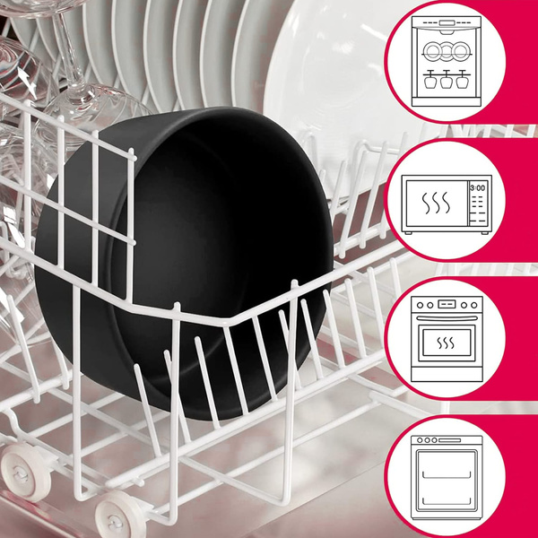 GERDA double ceramic wooden bowl black 2x400ml