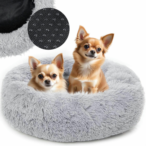 Round plush donut pet bed 60cm grey
