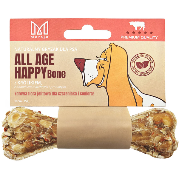 MERSJO bone with rabbit and prebiotic 10 cm - for puppies and seniors