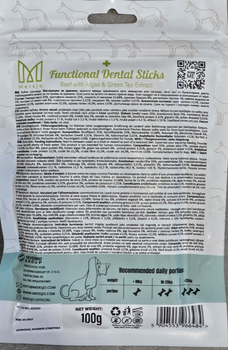 Zahnpflegesnack für Hunde Dental Sticks Mersjo Rind Algen Grüntee 28 Stück