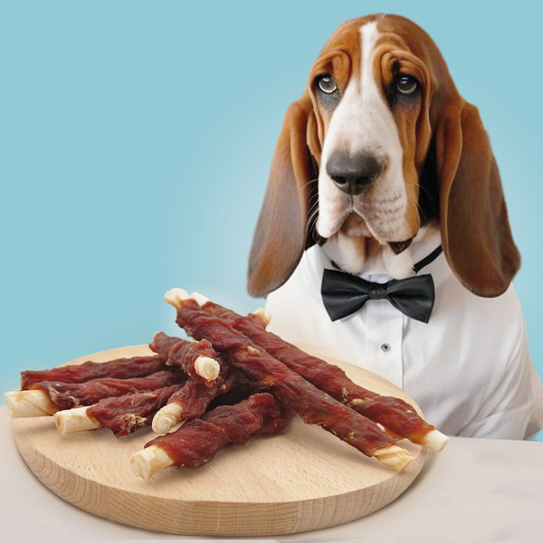 Natural rawhide twist chews with duck meat, dog treat, Mersjo, 500g