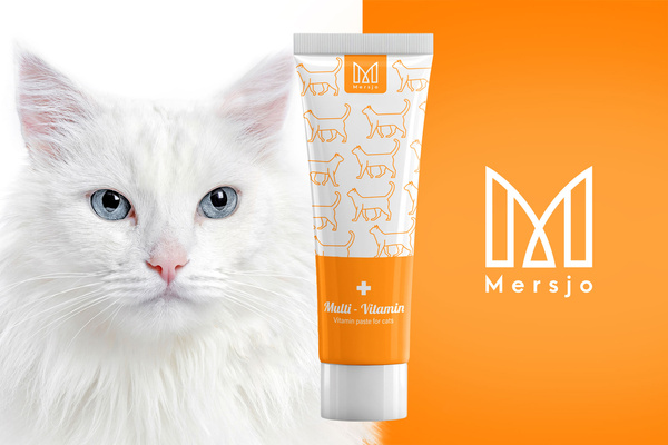 Cat Anti-Hairball paste with multivitamin, dietary supplement Mersjo Multi-Vitamin 100g