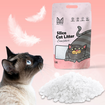 Silikon-Katzenstreu für die Katzentoilette, staubfrei, nicht zusammenbackend, geruchlos Premium Mersjo Sensitive 8x3,8L