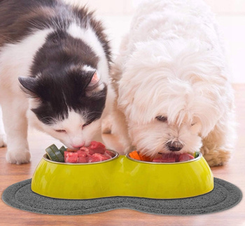 Non-slip mat under pet bowls, grey
