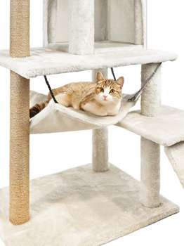 Katzenkratzbaum, Haus mit Spielzeug, hoch, 6 Ebenen, Bett, Comfort Line beige