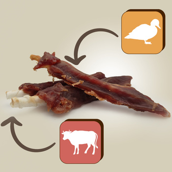 Hundeleckerli - Rohhautsticks mit Entenbrustfilet Mersjo 500g