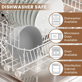 Double ceramic wooden bowl grey 2x400 ml