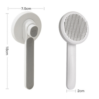 Hair Remover Pet Brush Self Cleaning comb L grey