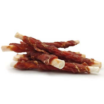 Natural rawhide twist chews with duck meat, dog treat, Mersjo, 500g