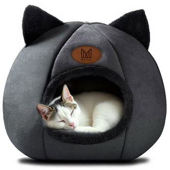 Cat house, plush bed with ears DAISY black