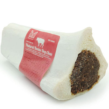 Natural dog chew with beef bone and meat, treat, delicacy, Mersjo
