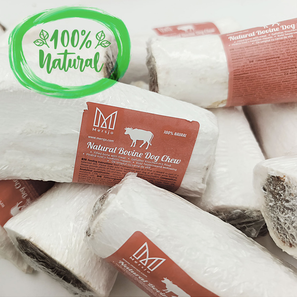 Naturalny gryzak dla psów z kością wołową i mięsem, przysmak, smakołyk, Mersjo