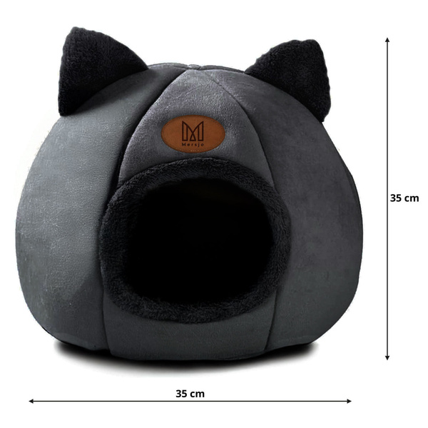 Cat house, plush bed with ears DAISY black