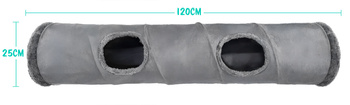 Cat tunnel, 2-in-1 interactive toy, SUBWAY, 120x25 cm, grey