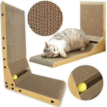 Corner cat scratching post SNAPPY 60 cm with ball + catnip